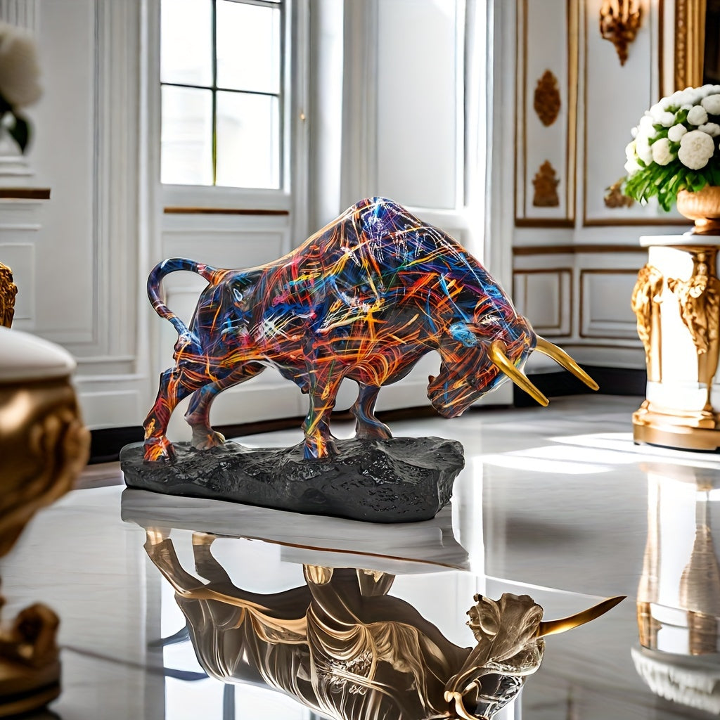 Tnessential Dazzling Wall Street-inspired Bronze Bull Statue 3D Decor