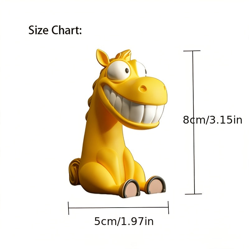 Tnessential Yellow Horse Statue with a Funny Grin 3D Decor