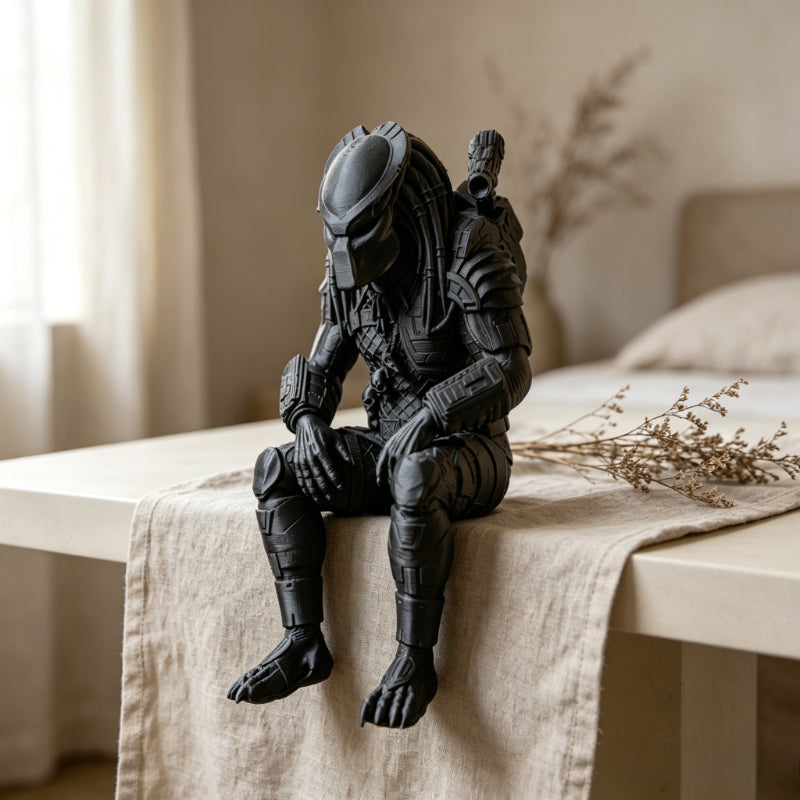 Tnessential Dark Style Alien Warrior Sitting Pose Ornament 3D Decor