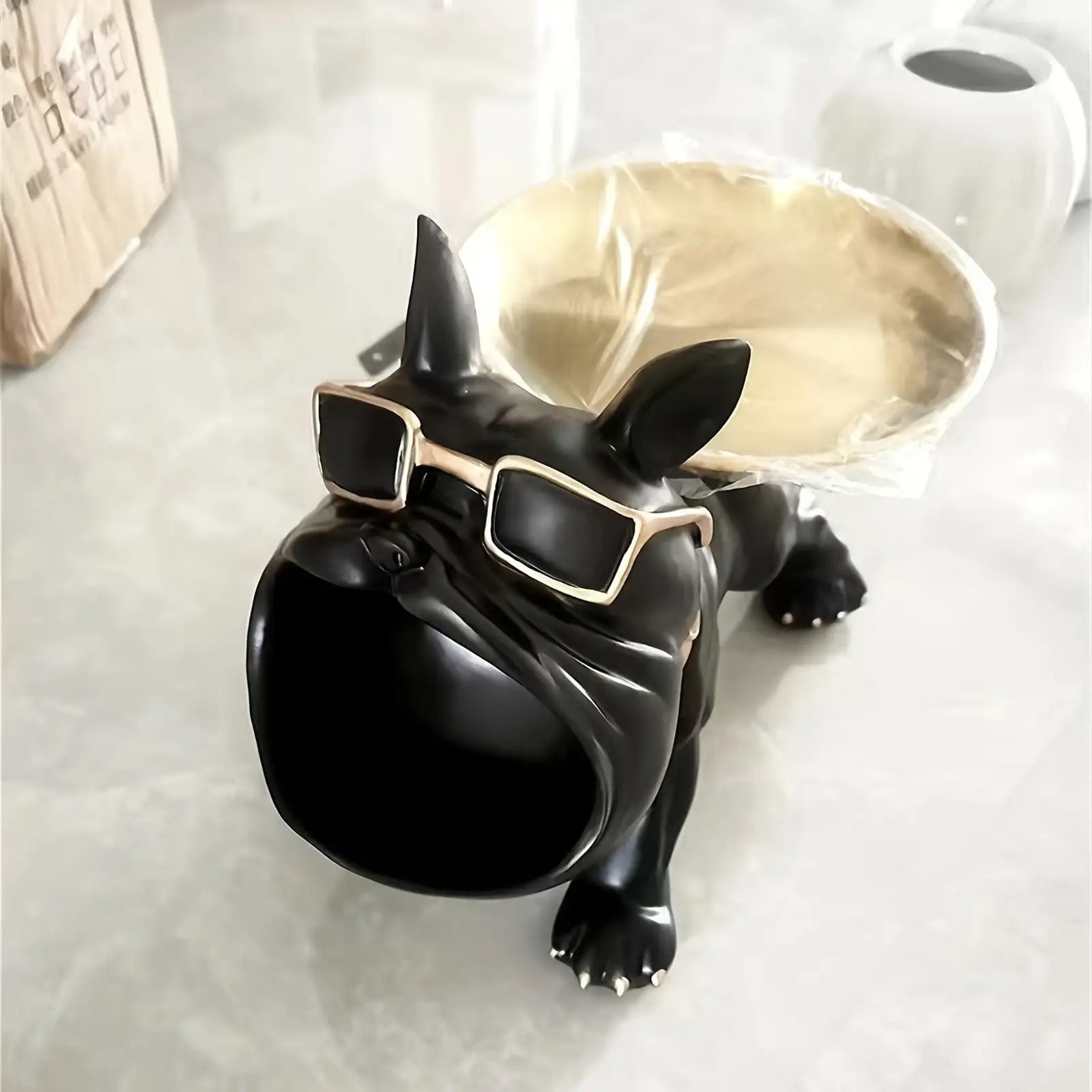 Tnessential Chic Dog Statue Resin Storage Tray 3D Decor