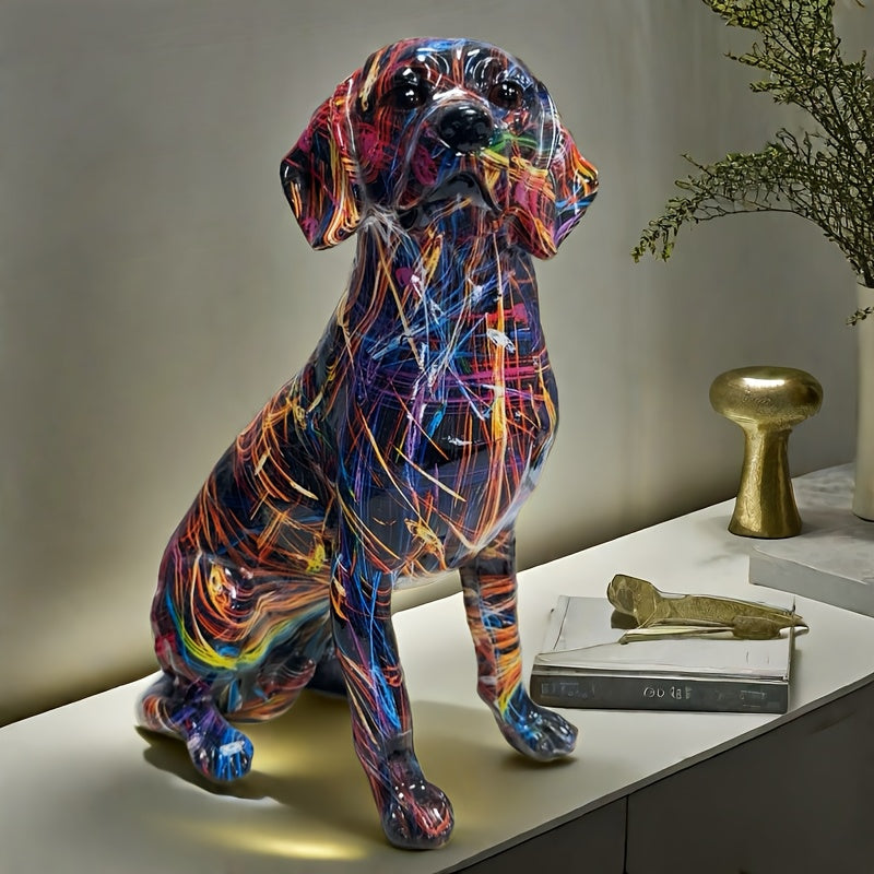 Tnessential Creative Colorful Labrador Statue Resin Craft Decoration 3D Decor