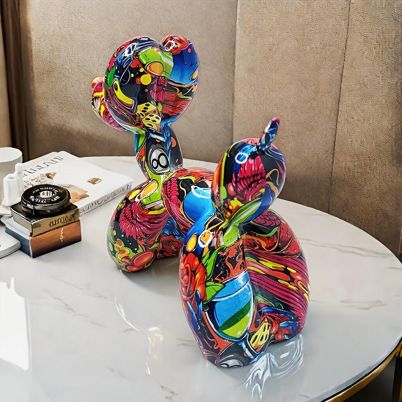 Tnessential Graffiti Balloon Dog Sculpture Animal Statues Art Figurines 3D Decor