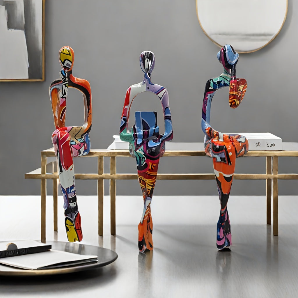 Tnessential Abstract Thinker Resin Character Statue Set 3D Decor