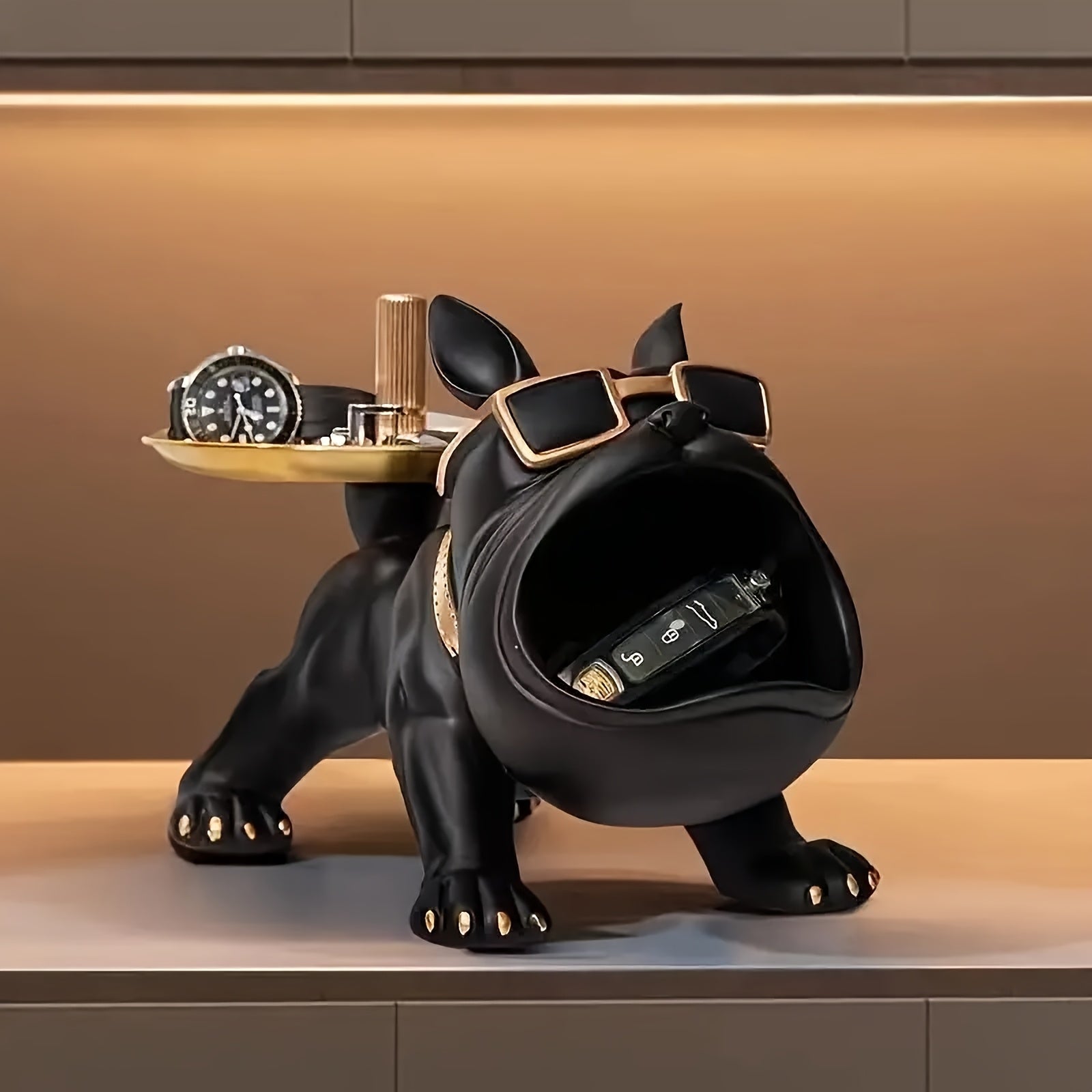 Tnessential Chic Dog Statue Resin Storage Tray 3D Decor