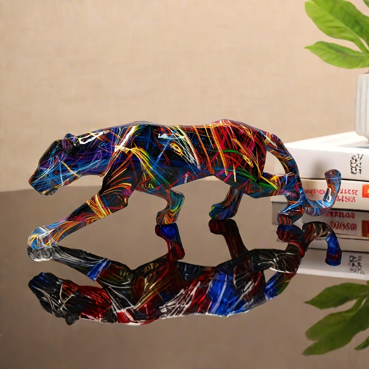 Tnessential One Resin Leopard Statue Decorative Sculpture 3D Decor