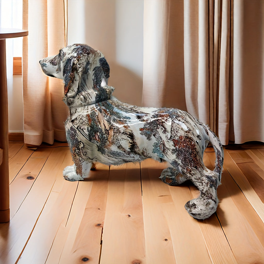Tnessential Vibrant Graffiti Sausage Dog Statue 3D Decor