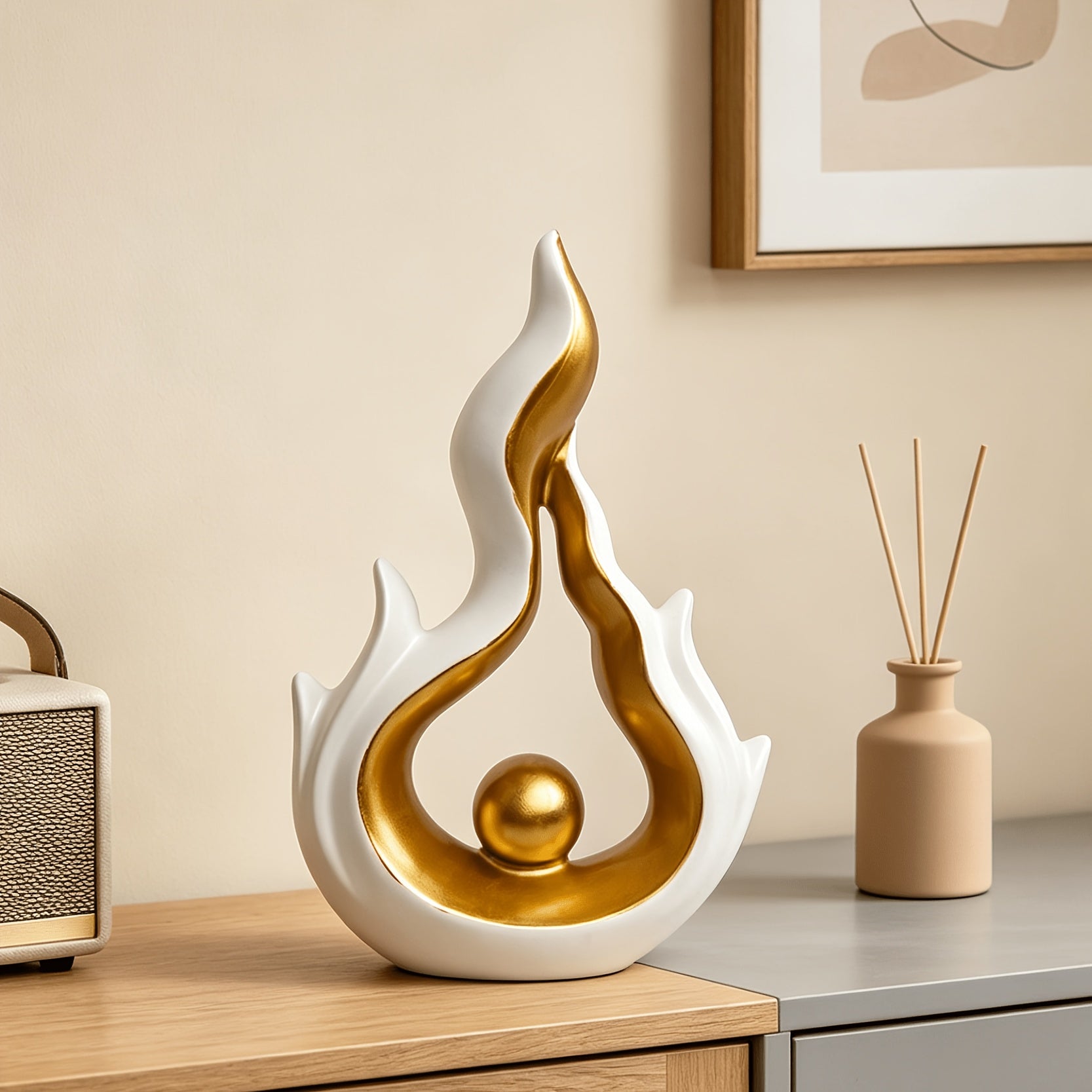 Tnessential Abstract Flame Sculpture 3D Decor