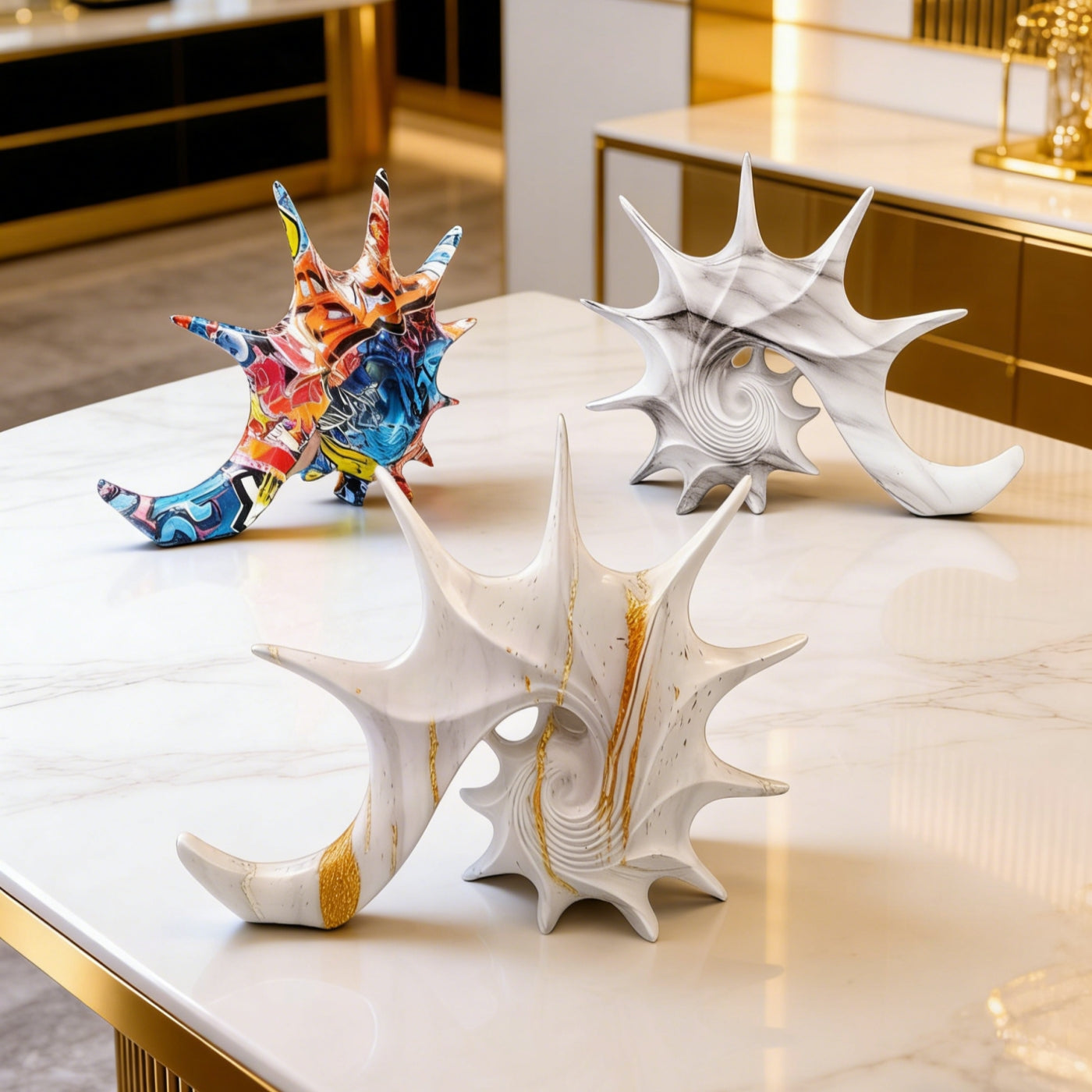 Tnessential Creative Geometric Aesthetic Classic Seashell Decorative 3D Decor