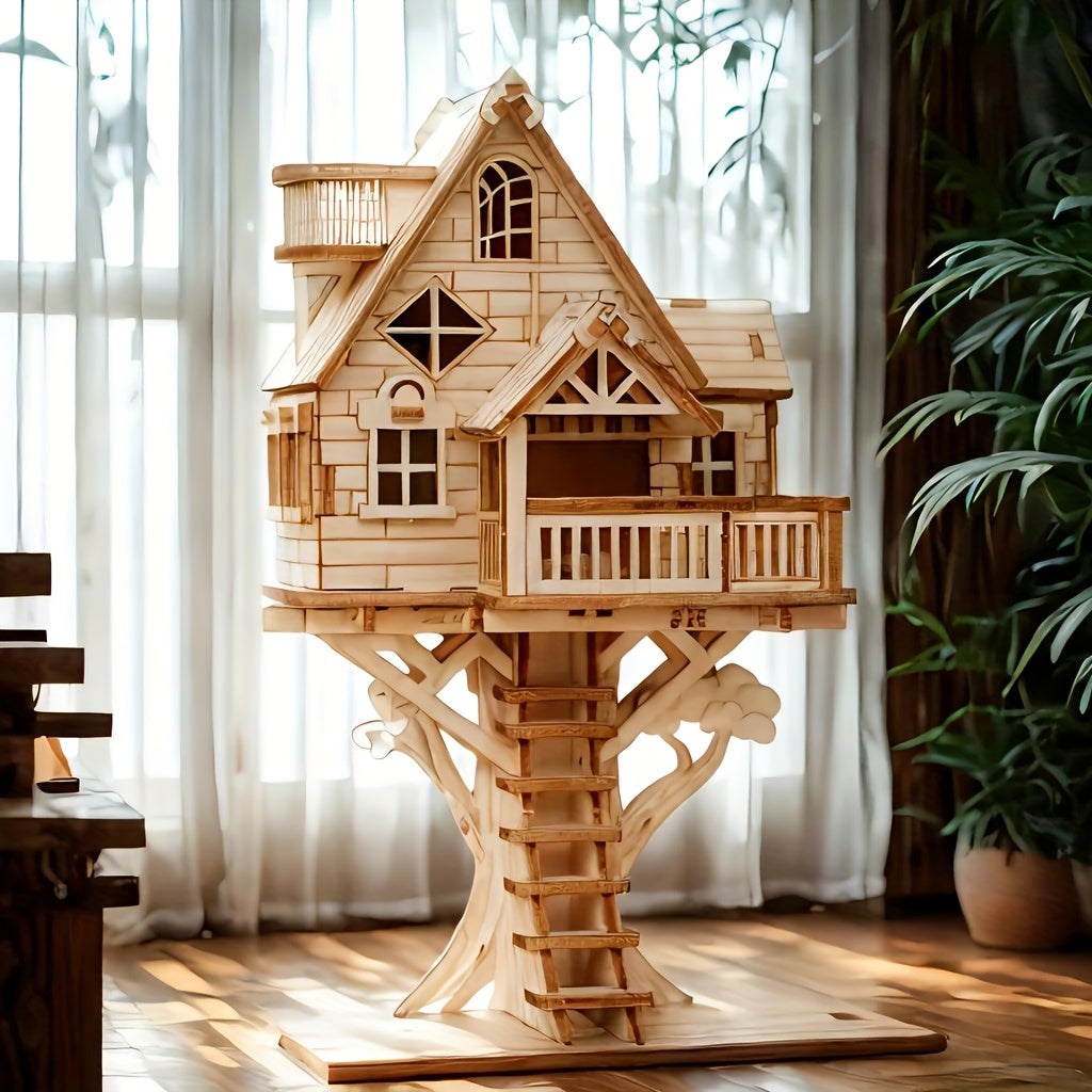 Tnessential D Wooden Treehouse Model Puzzle 3D Decor