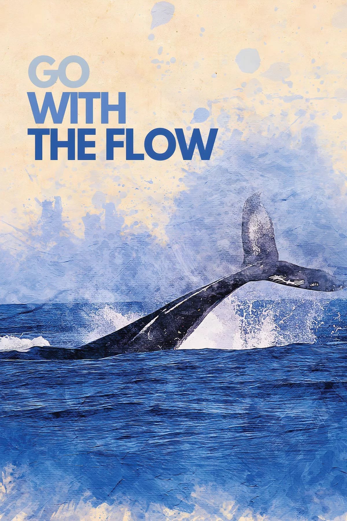 GO WITH THE FLOW WHALE CANVAS POSTER