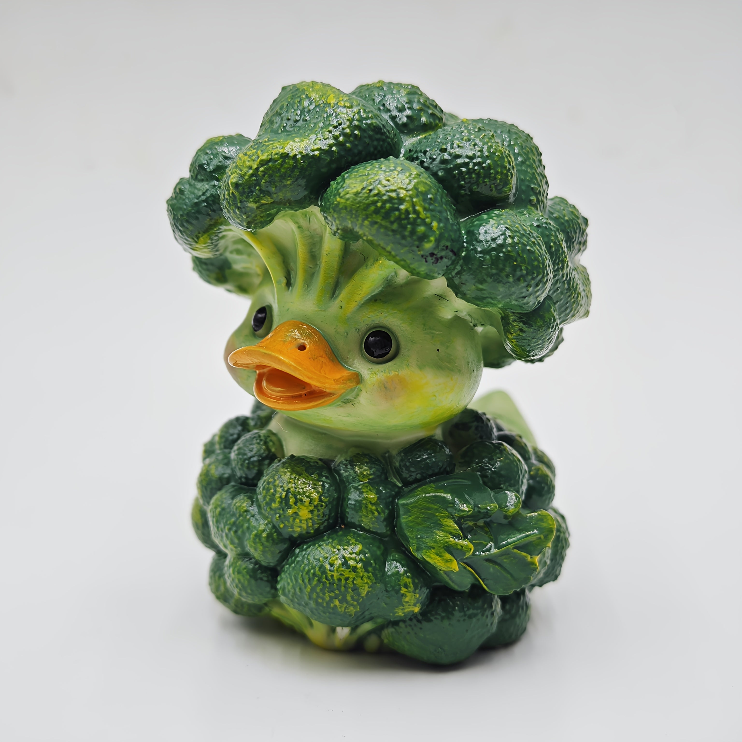 Tnessential Cute Broccoli Duck Resin Statue 3D Decor