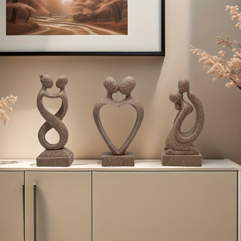 Tnessential Abstract Art Figure Decoration Sandstone Couple Kissing 3D Decor