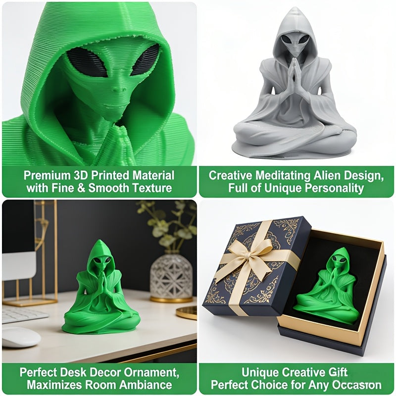 Tnessential Printed Meditating Alien Figurine 3D Decor