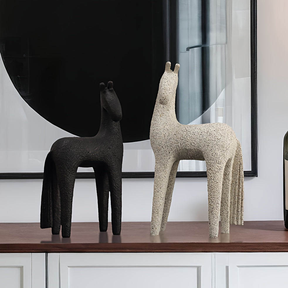Tnessential Modern Resin Horse Figurine Sculpture Nordic Minimalist 3D Decor