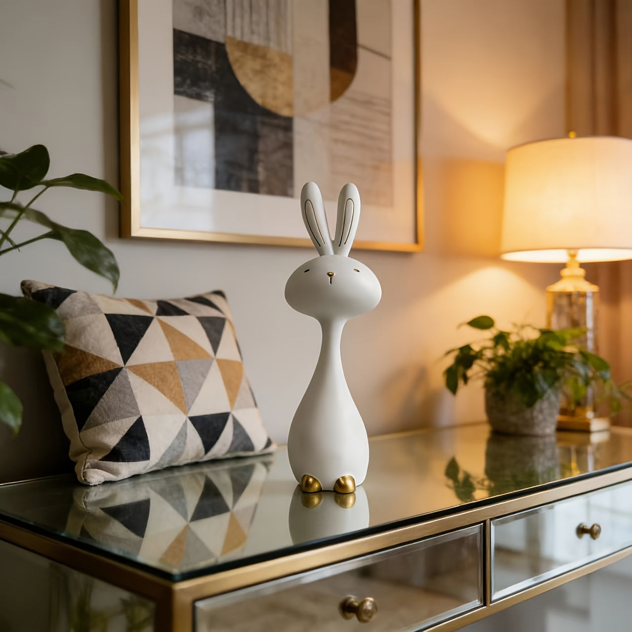 Tnessential Light Luxury Easy Golden-footed Rabbit Sculpture Decoration 3D Decor