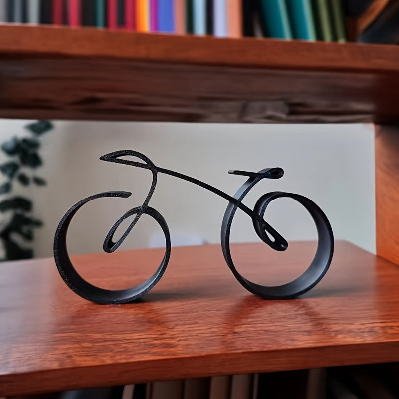 Tnessential Black Abstract Metal Bicycle Craft Ornament 3D Decor