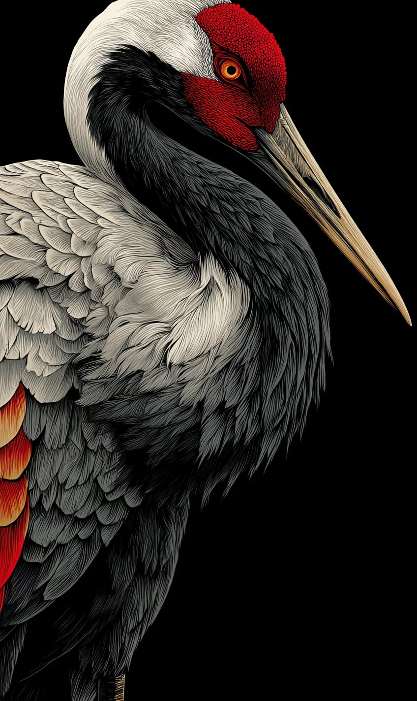 ELEGANT CRANE DARK AESTHETIC CANVAS POSTER