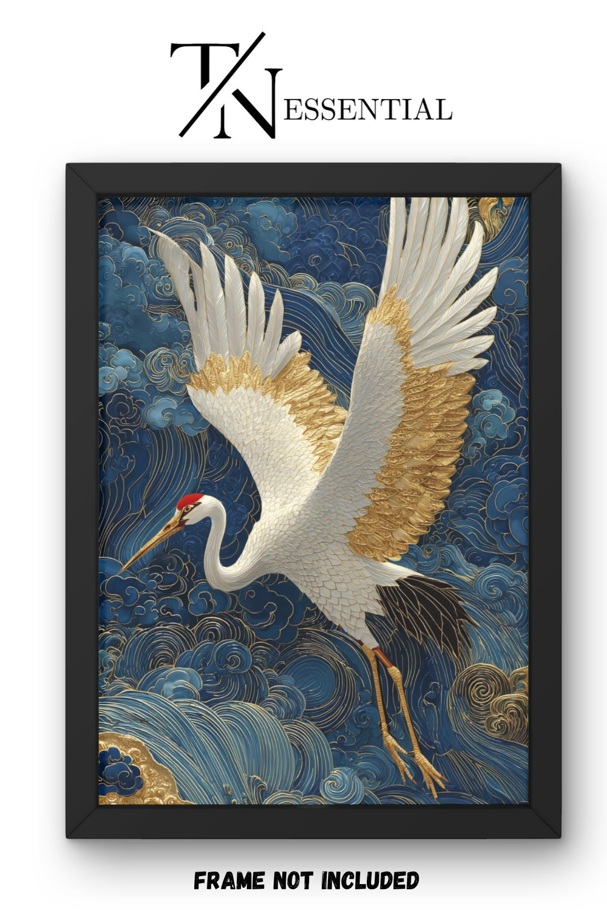 LUXURY GOLD CRANE ASIAN ART CANVAS POSTER