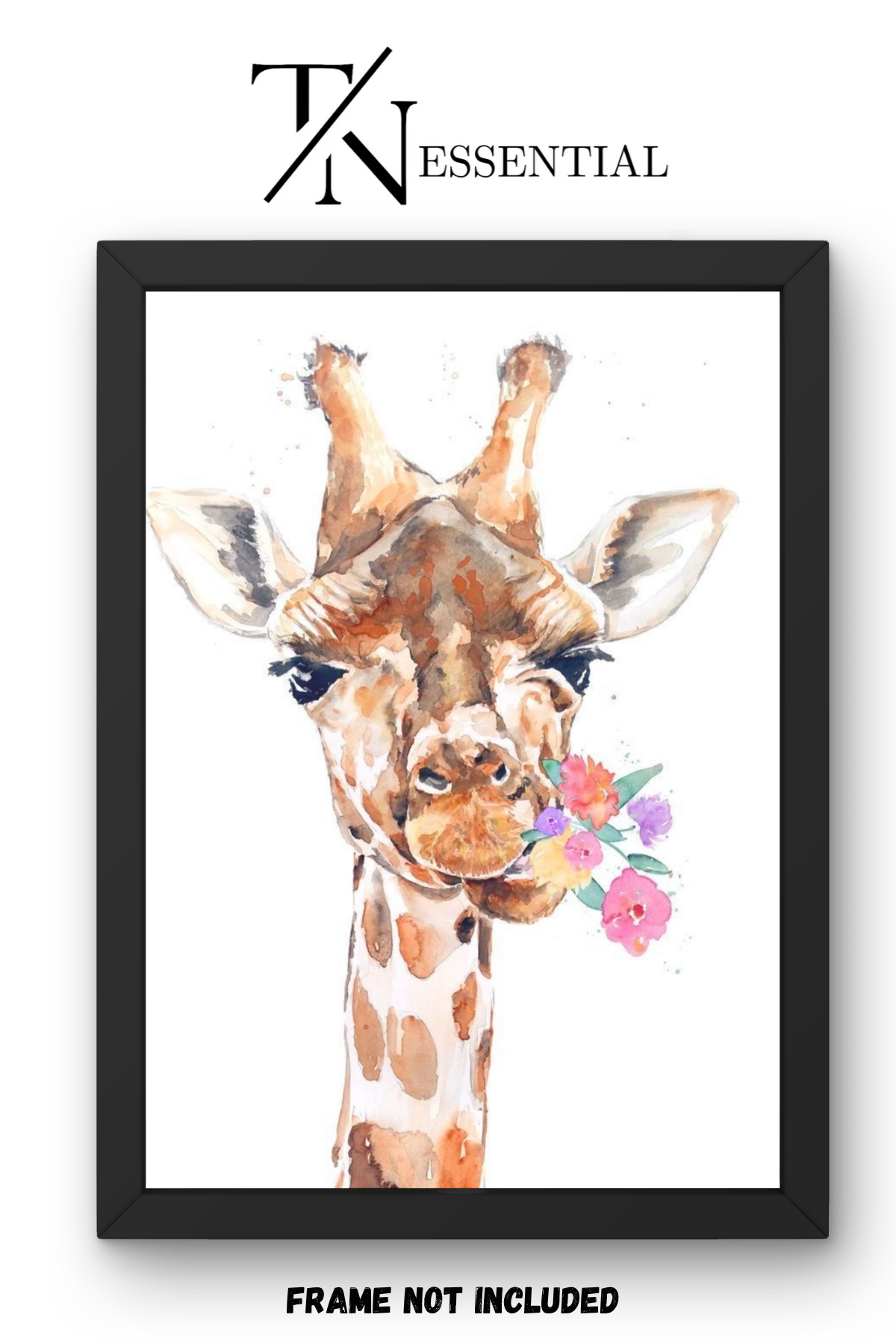 GIRAFFE WITH FLOWERS CANVAS POSTER