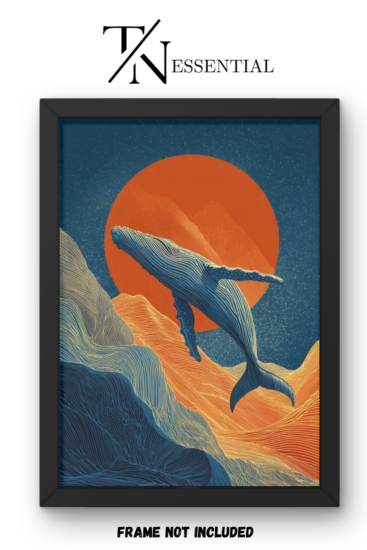ABSTRACT OCEAN WHALE CANVAS POSTER