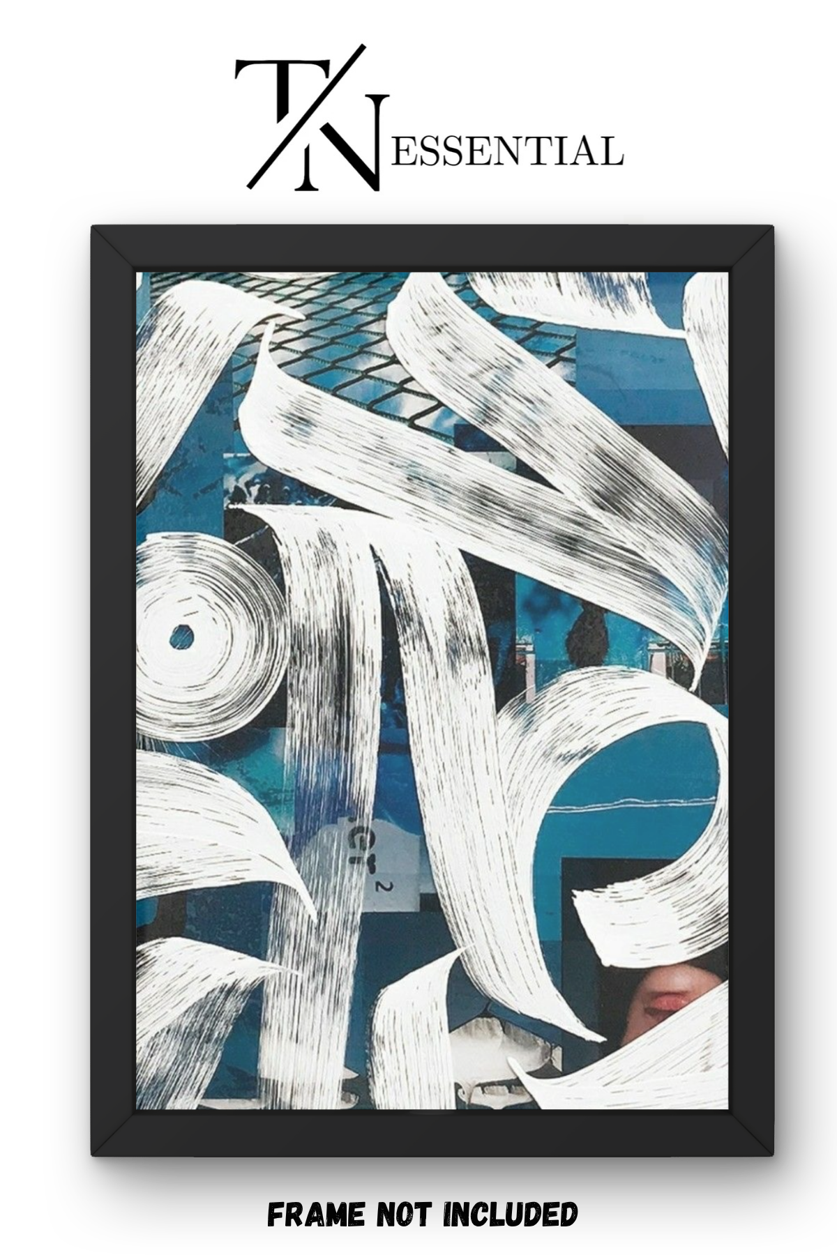 BLUE AND WHITE ABSTRACT CANVAS POSTER