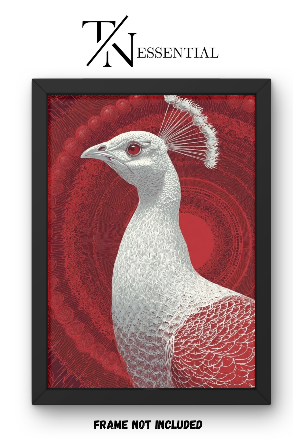 RED PEACOCK PORTRAIT CANVAS POSTER