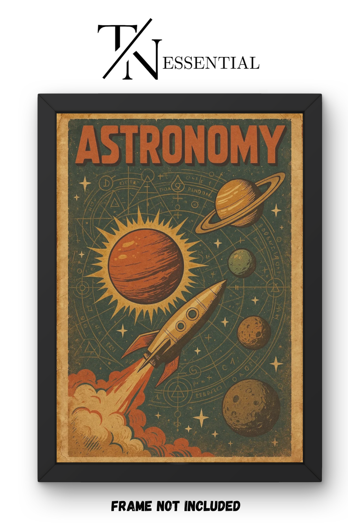 VINTAGE ASTRONOMY SPACE ROCKET CANVAS POSTER