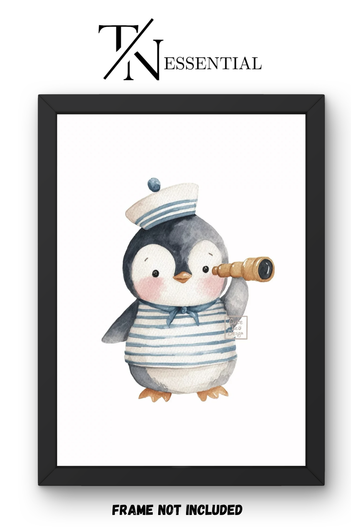 CUTE SAILOR PENGUIN NURSERY CANVAS POSTER