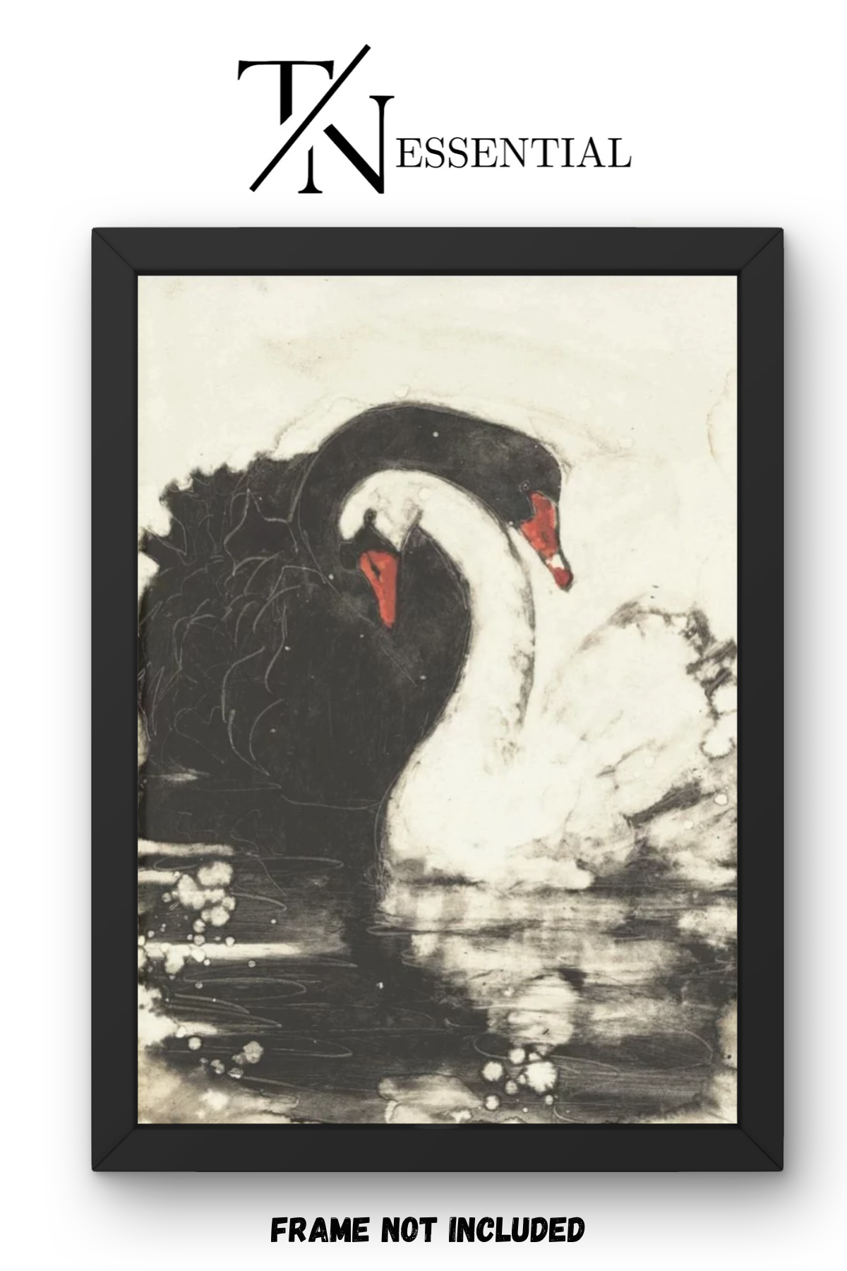 BLACK AND WHITE SWAN VINTAGE CANVAS POSTER