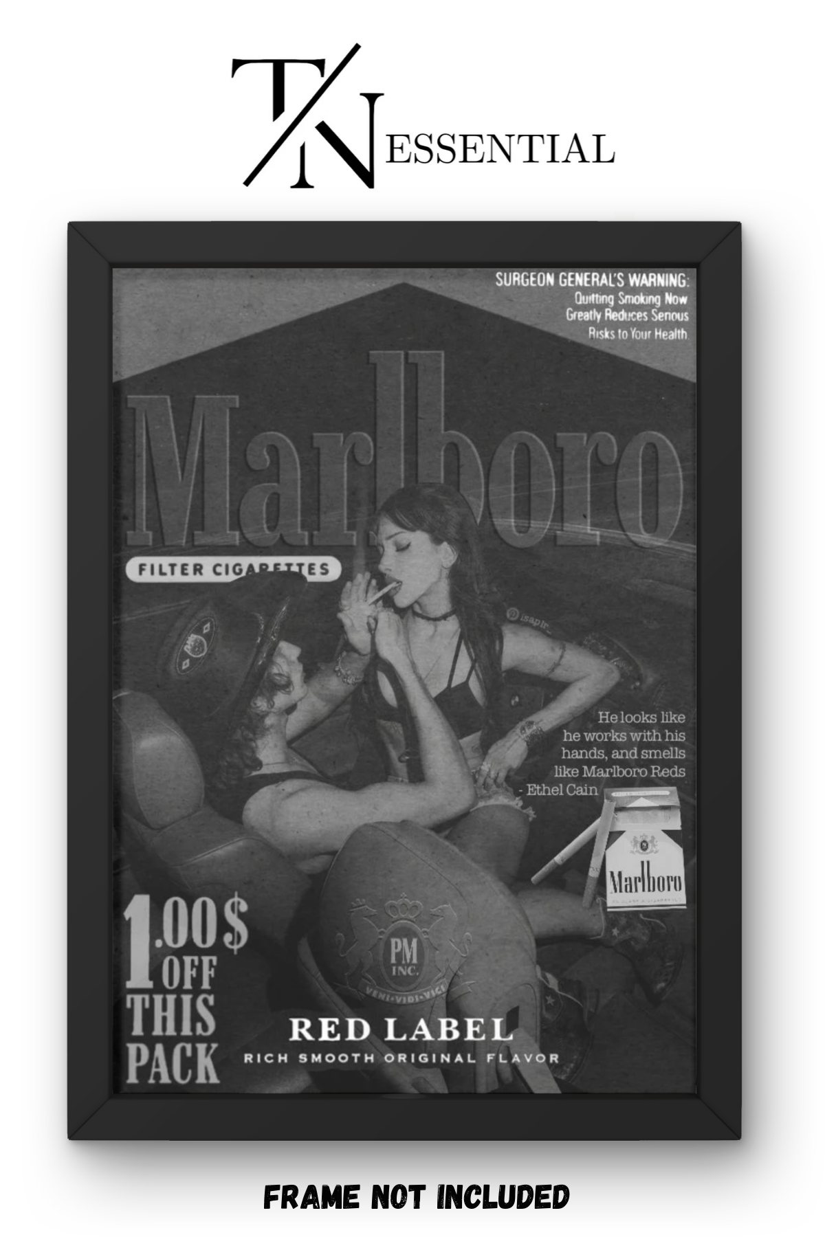 VINTAGE MARLBORO RED LABEL CANVAS POSTER