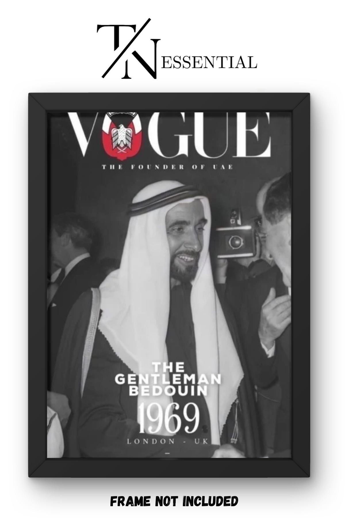 VINTAGE HH FOUNDER OF UAE SHEIKH ZAYED VOGUE CANVAS POSTER