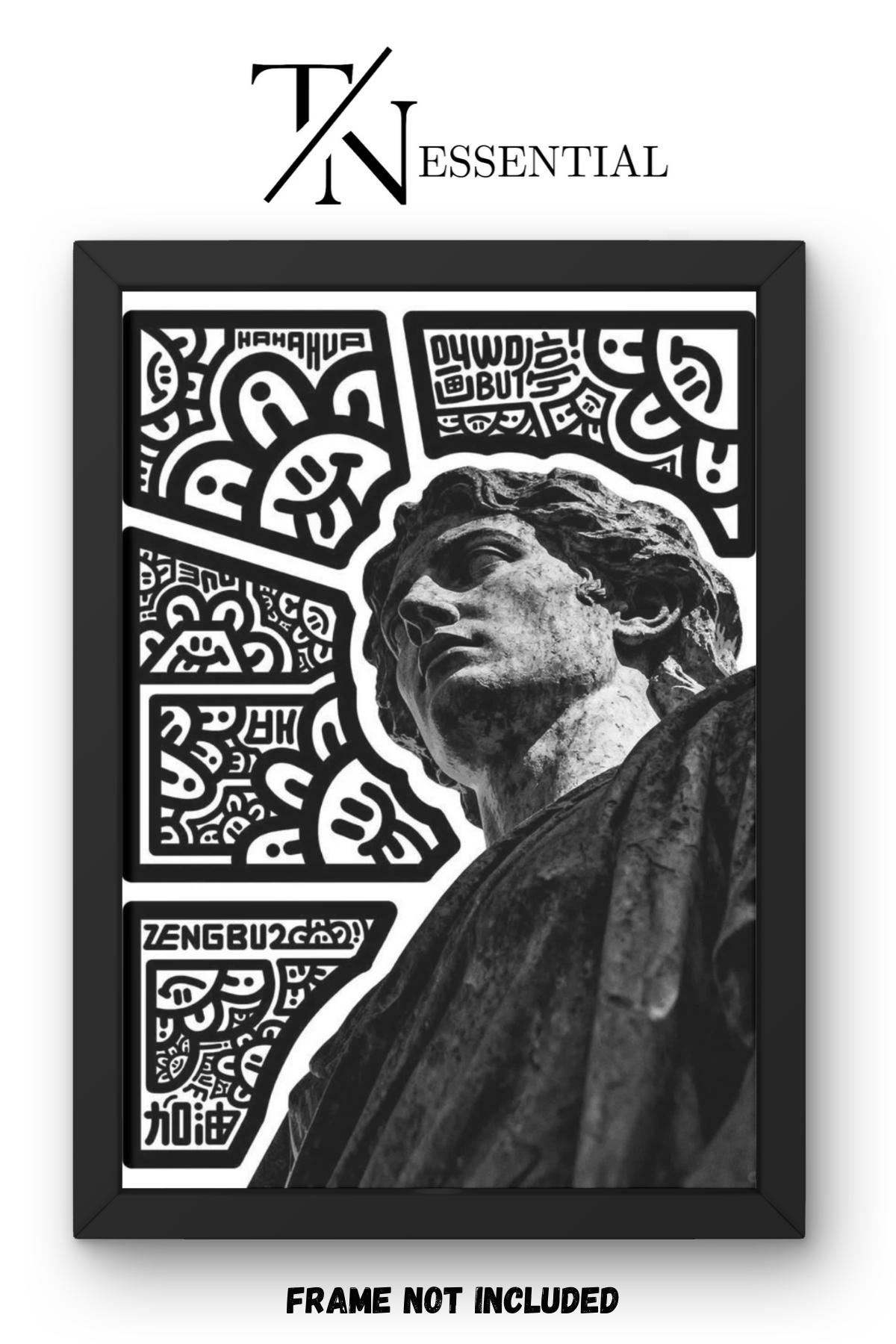 Classical Sculpture Meets Urban Graffiti Canvas Poster