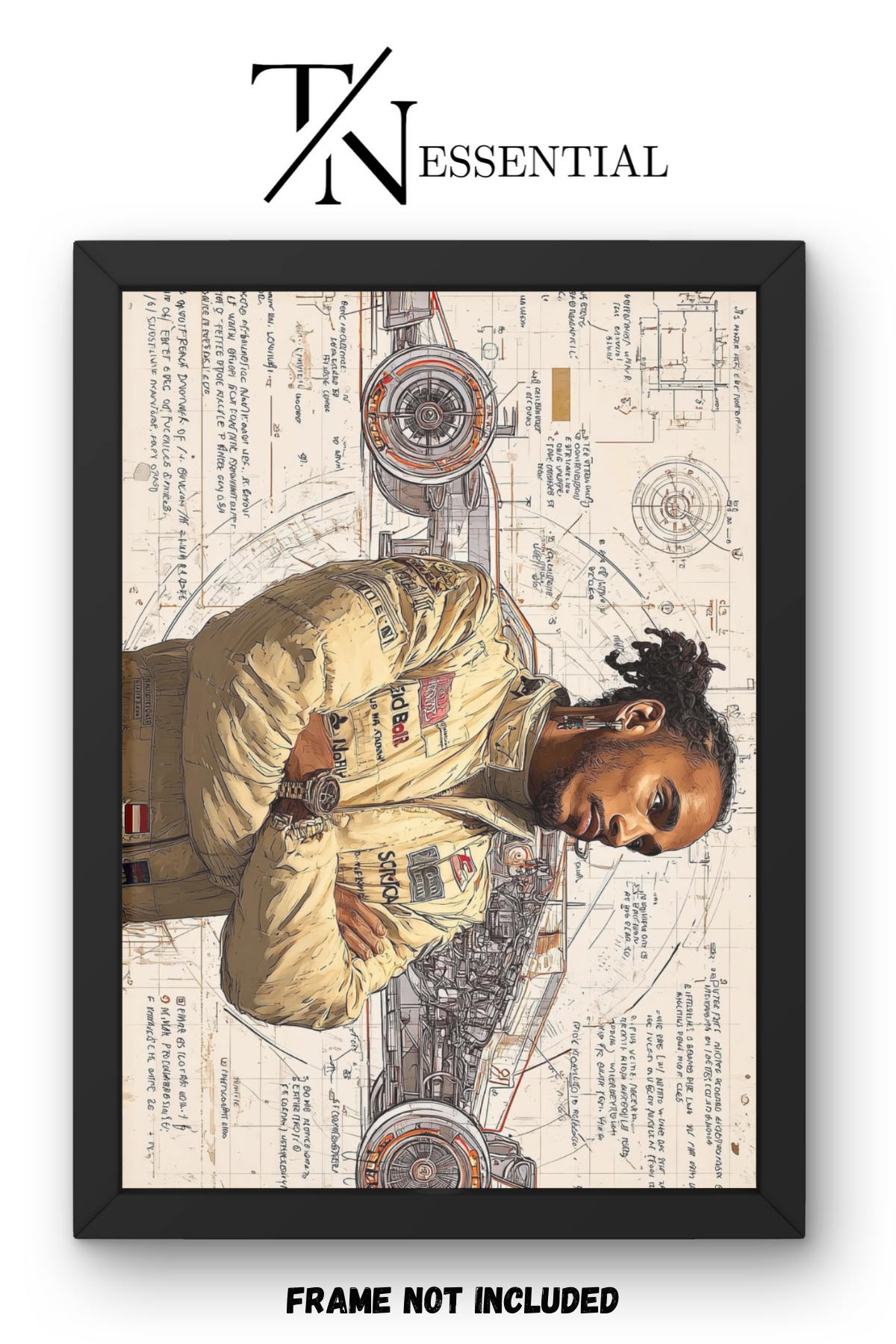 LEWIS HAMILTON FORMULA ONE WORLD CHAMPION ENGINEERING BLUEPRINT CANVAS POSTER