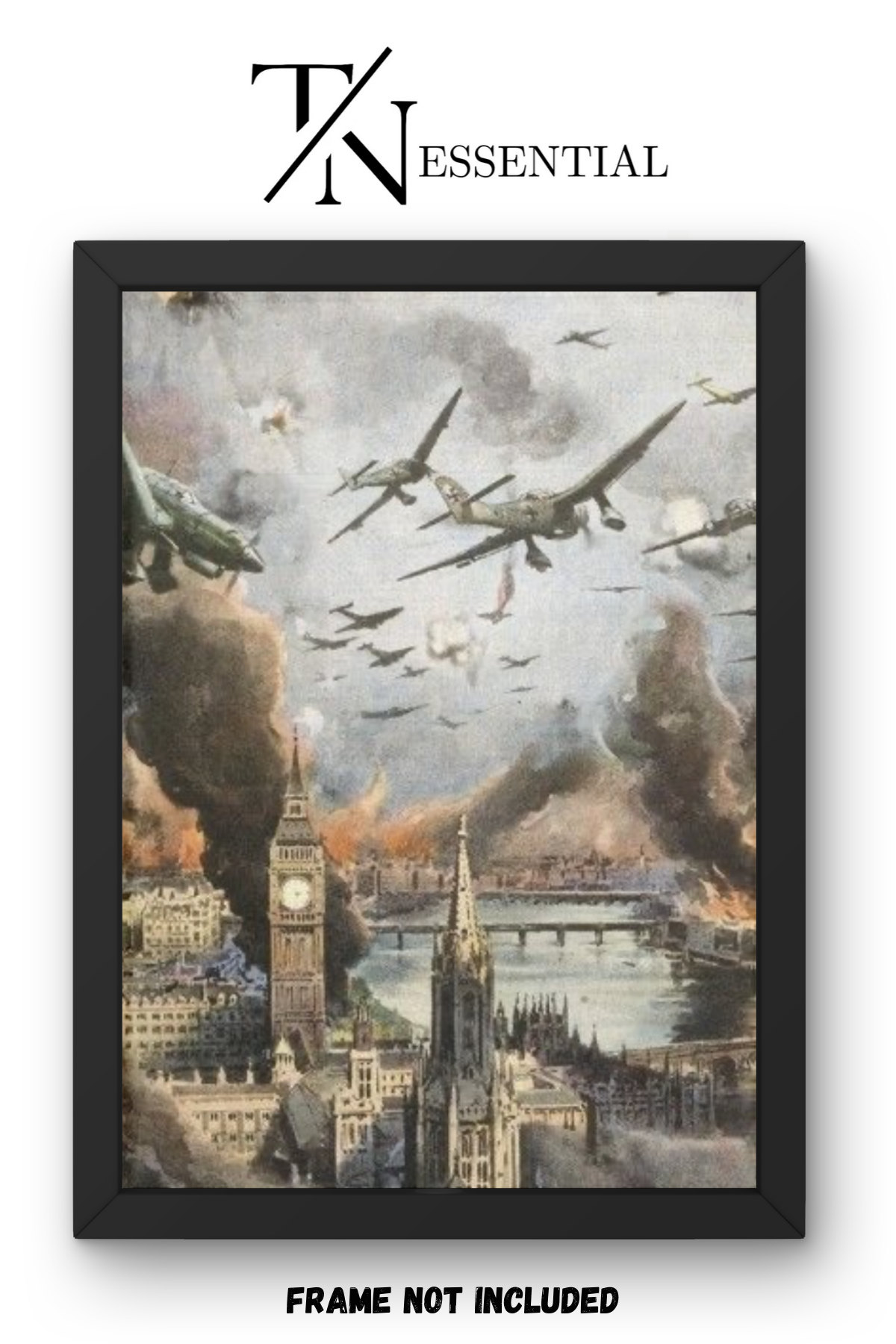 WW2 AIR RAID OVER LONDON VINTAGE WAR DESTRUCTION ART CANVAS POSTER
