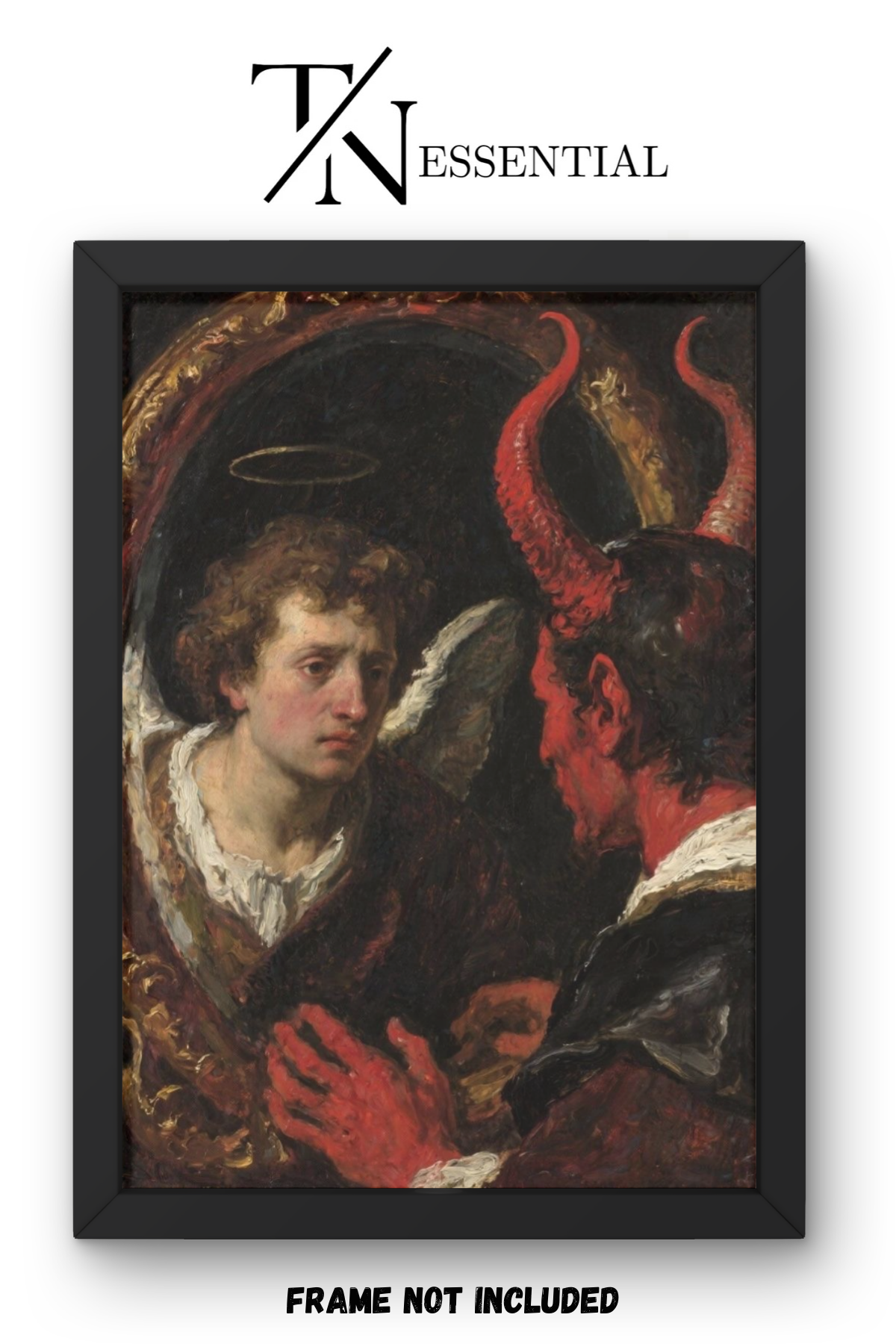FALLEN ANGEL VS DEVIL INNER CONFLICT CLASSICAL DARK ART CANVAS POSTER