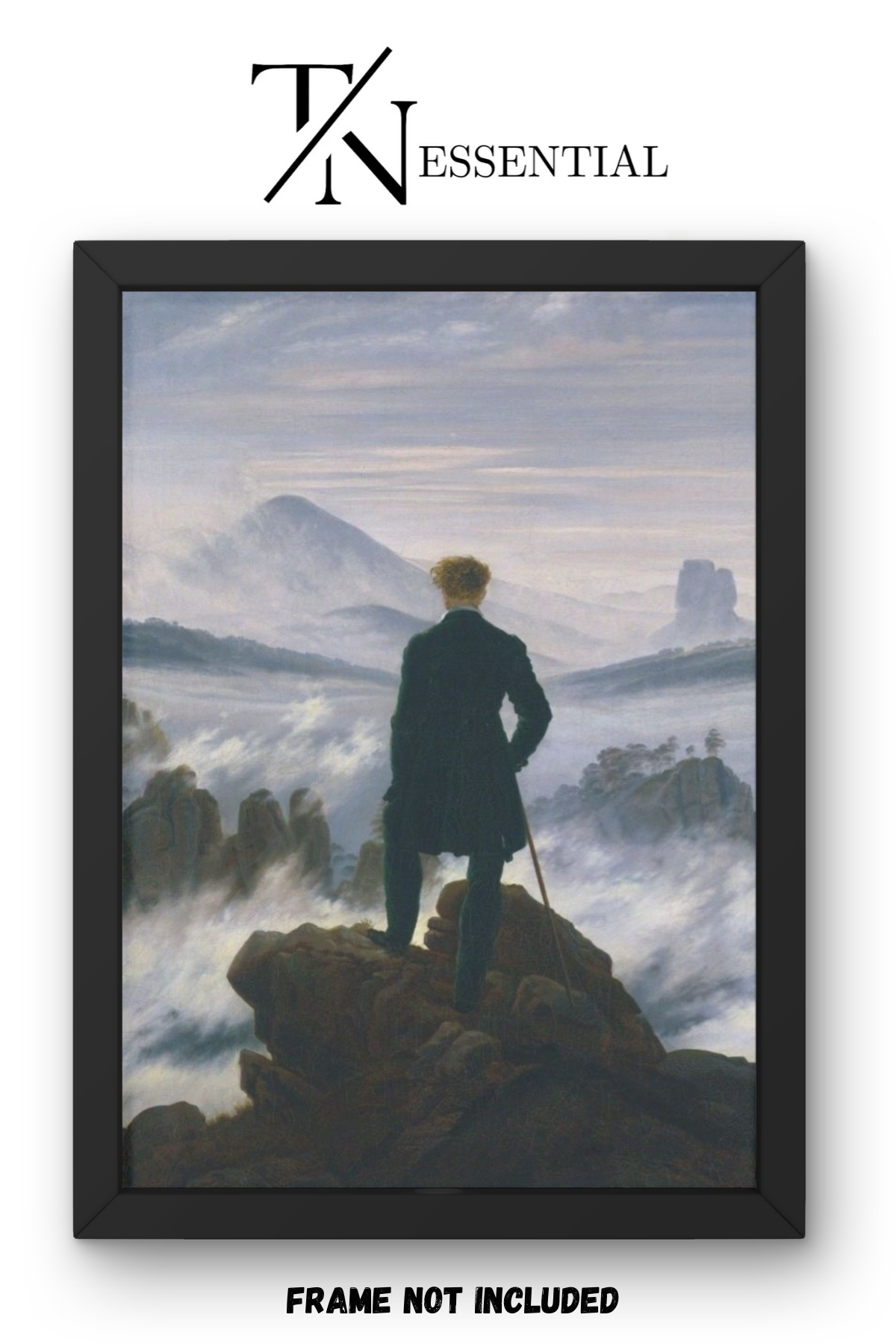 LONE FIGURE OVERLOOKING INFINITE MIST MOUNTAIN VISION CANVAS POSTER