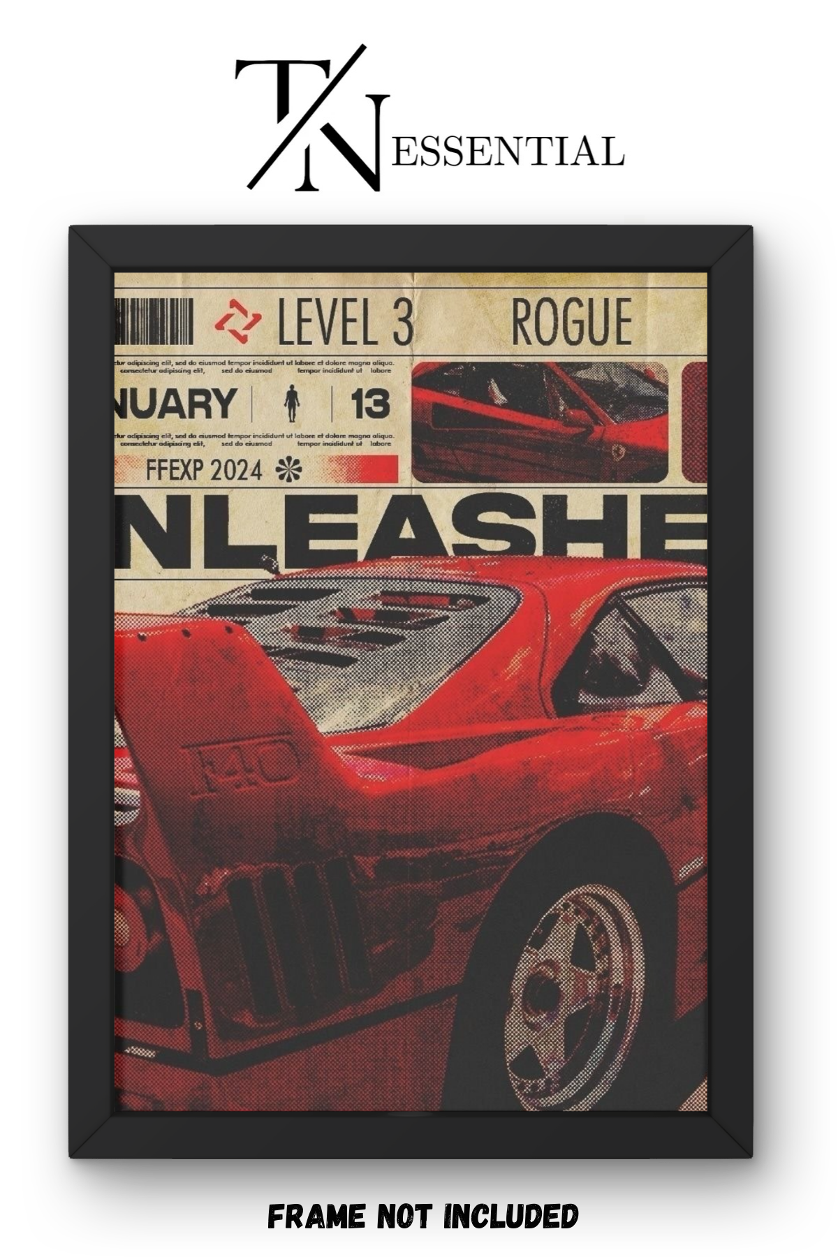 FERRARI F40 VINTAGE RACING STYLE CANVAS POSTER