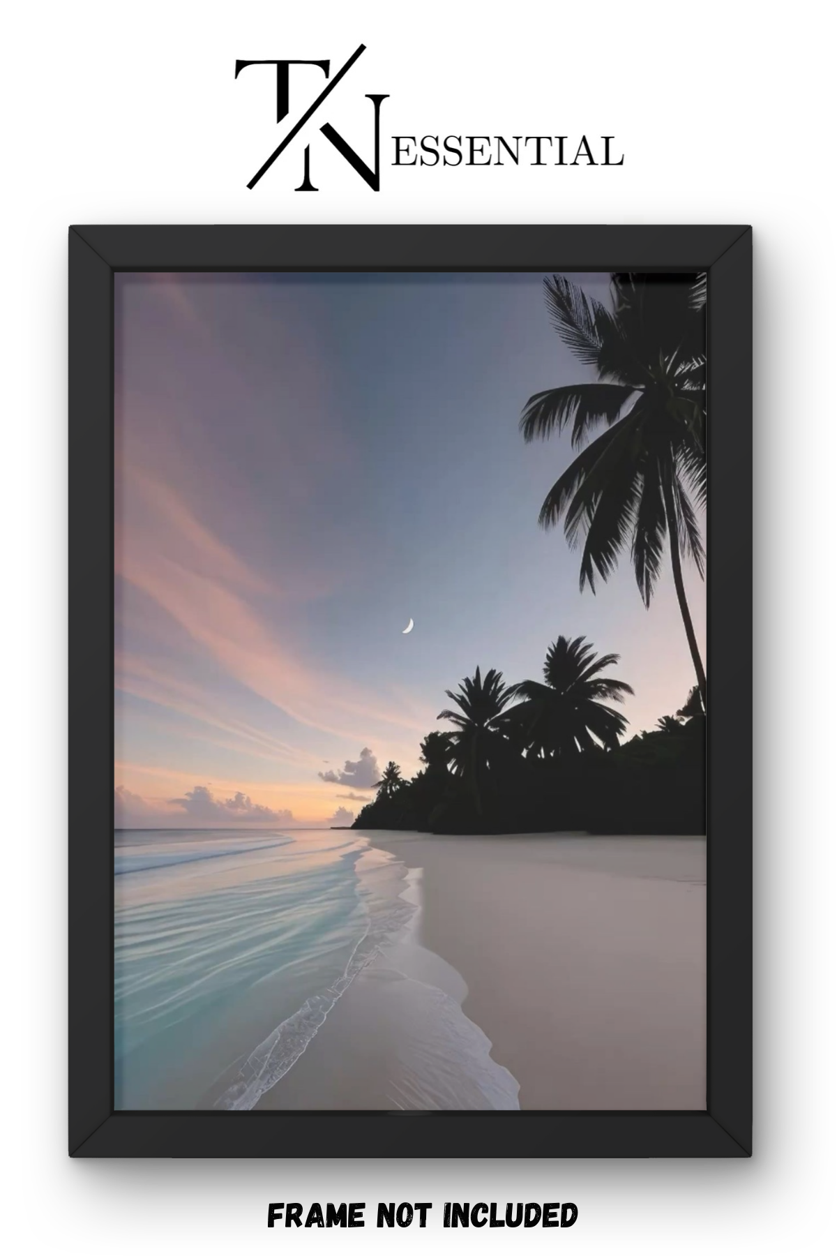 MOON OVER TROPICAL BEACH SUNSET CANVAS POSTER