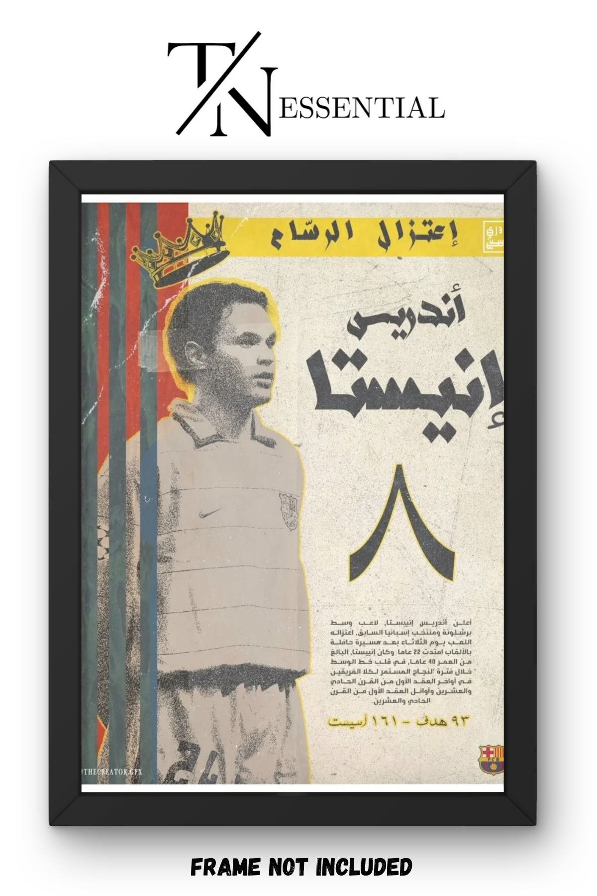 ANDRES INIESTA BARCELONA LEGEND RETRO CANVAS POSTER