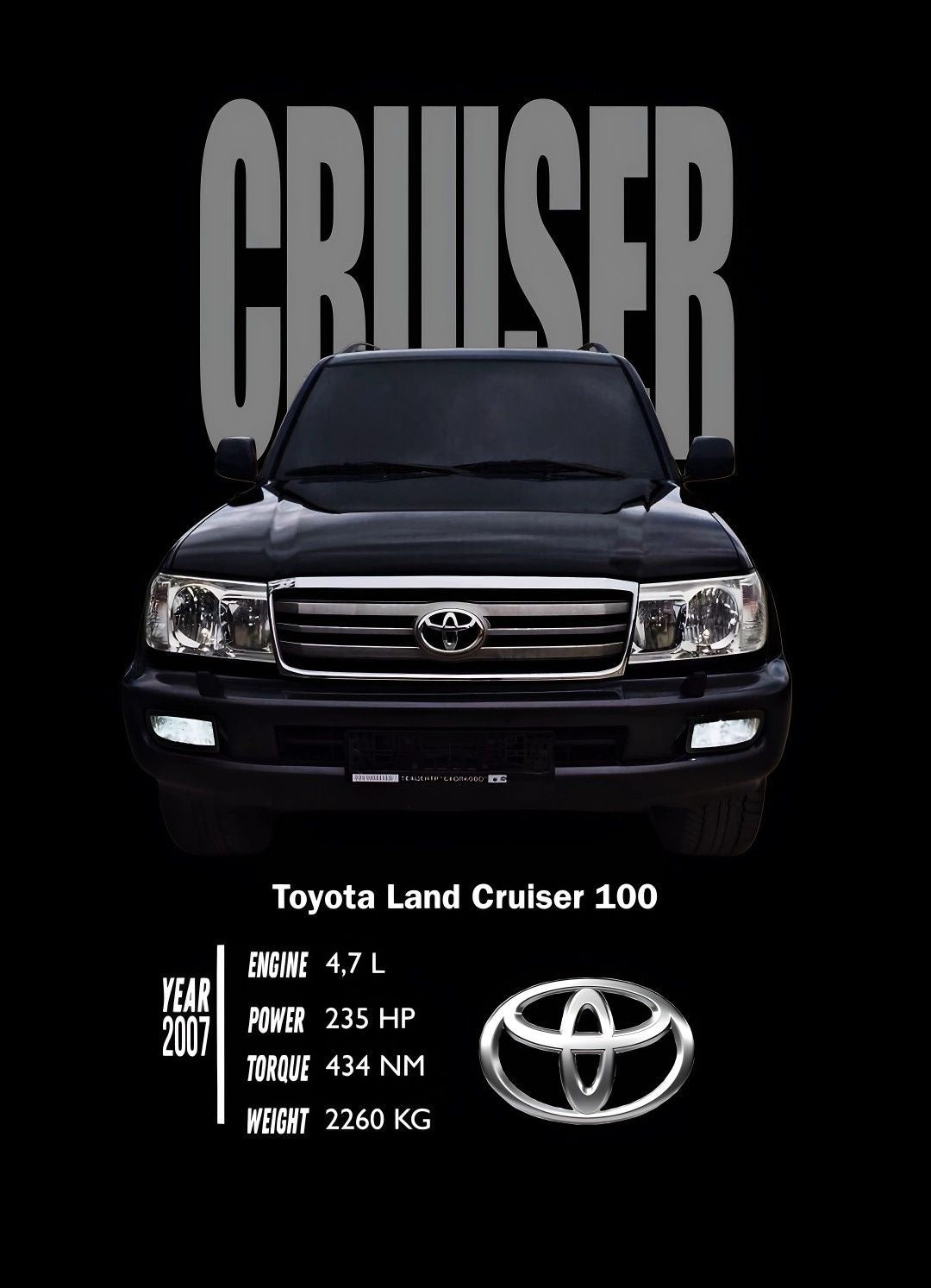 BLACK TOYOTA CRUISER AUTOMOTIVE CANVAS POSTER