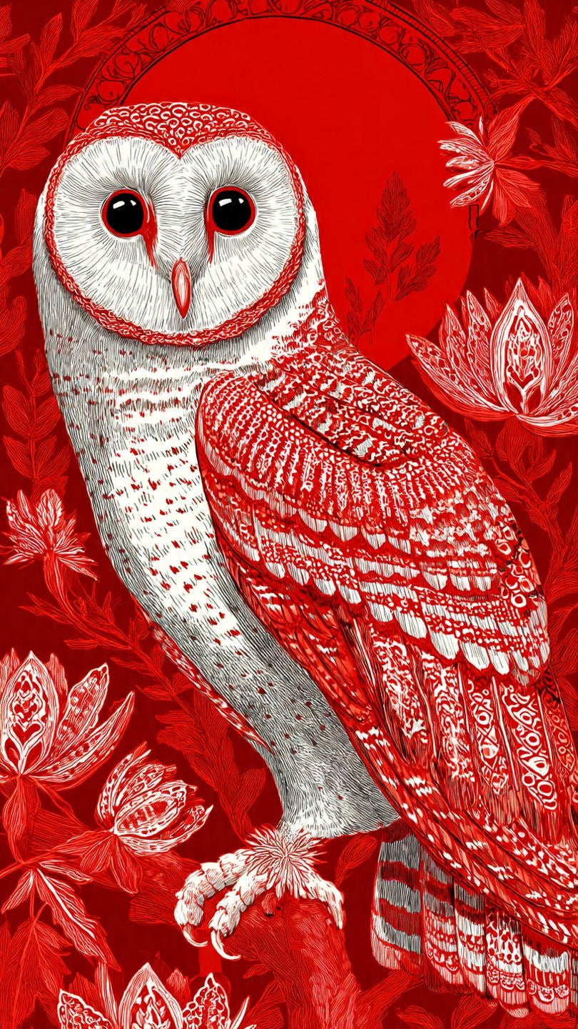 RED OWL FLORAL CANVAS POSTER