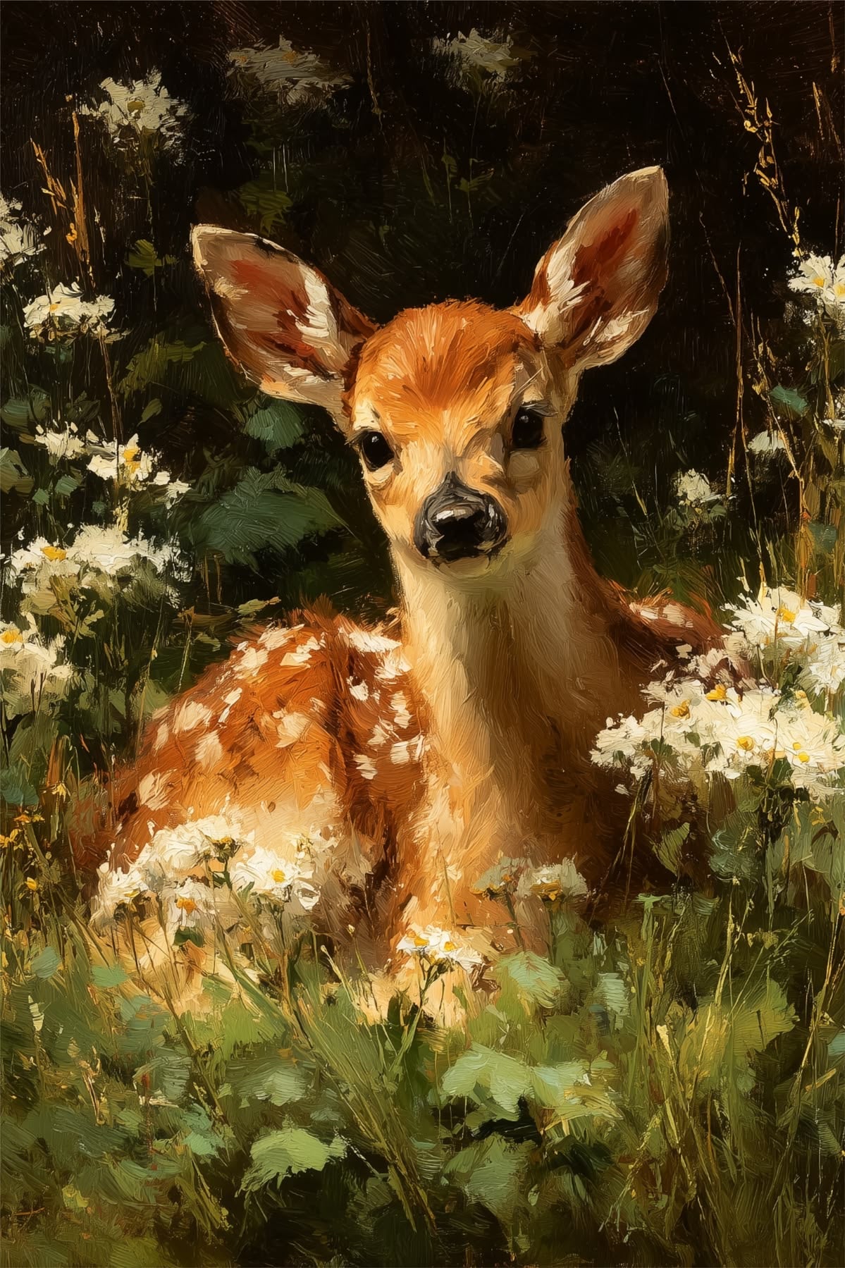 WHIMSICAL DEER ART CANVAS POSTER