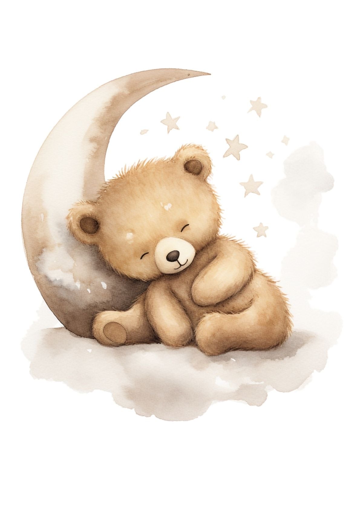 SLEEPY TEDDY MOON CANVAS POSTER