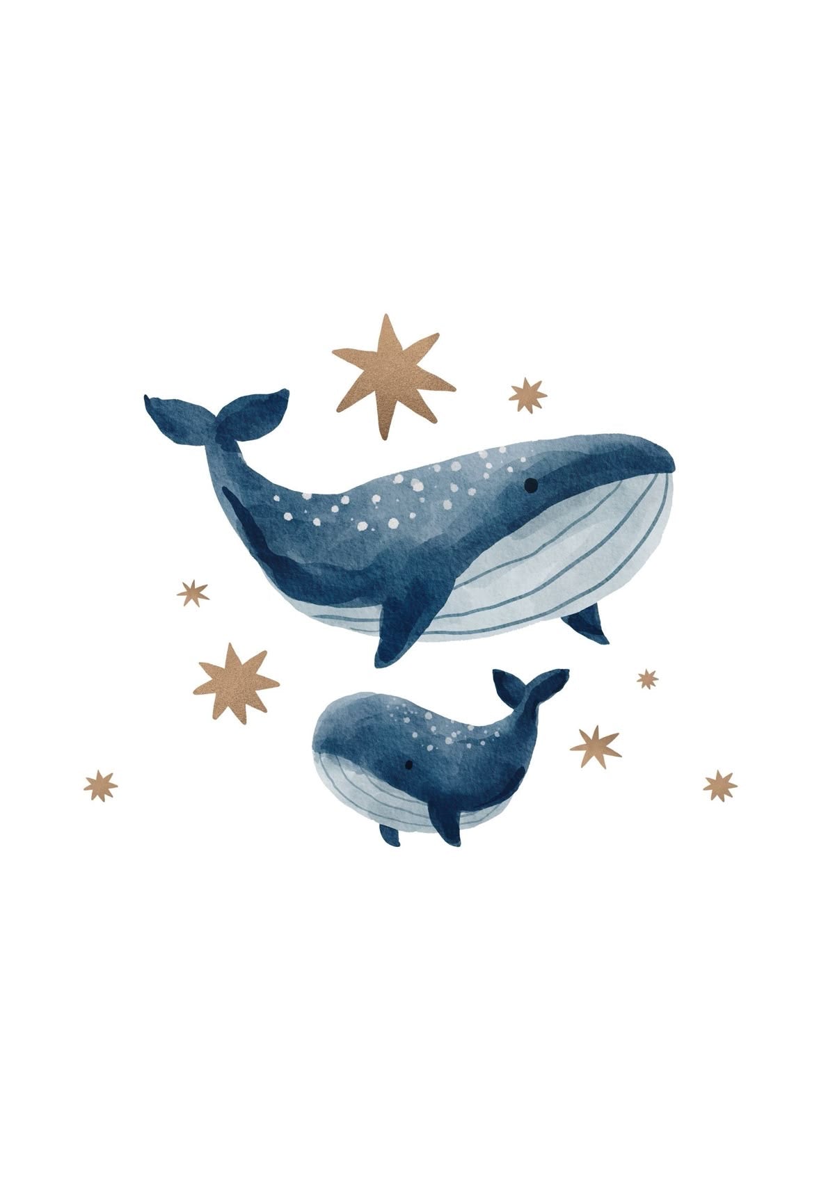 CUTE OCEAN WHALES CANVAS POSTER