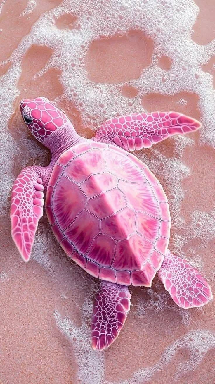 PINK SEA TURTLE CANVAS POSTER