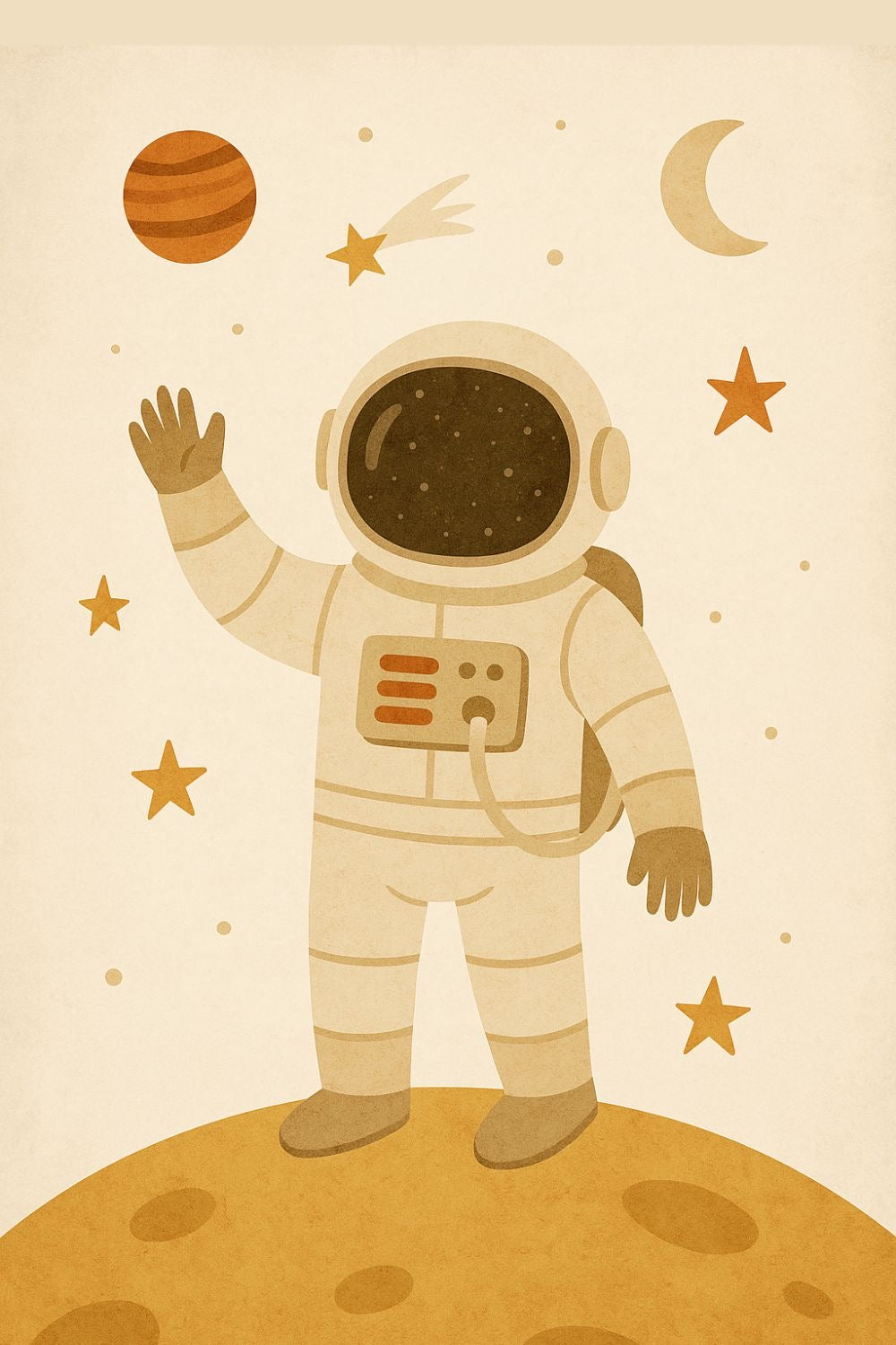 CUTE ASTRONAUT SPACE CANVAS POSTER