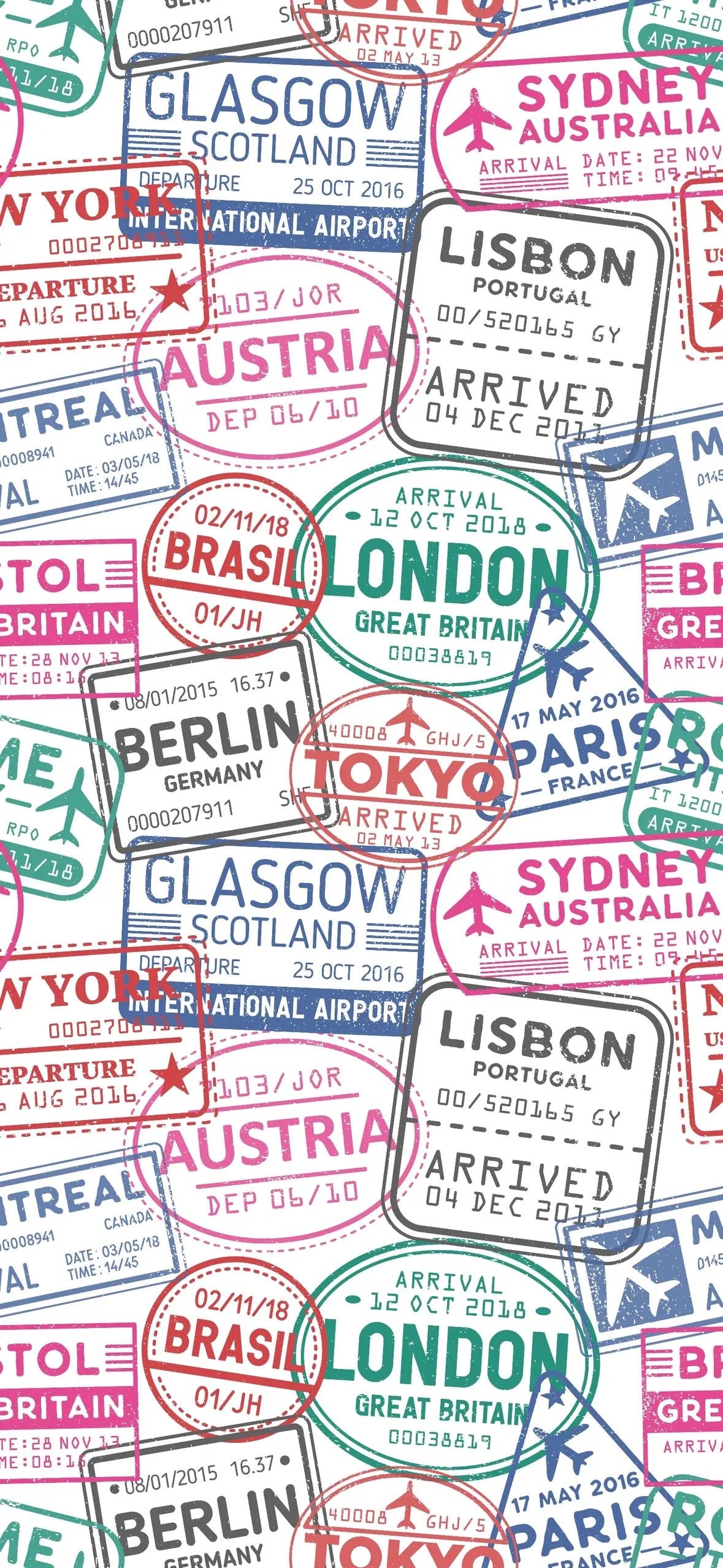 PASSPORT STAMPS TRAVEL CANVAS POSTER