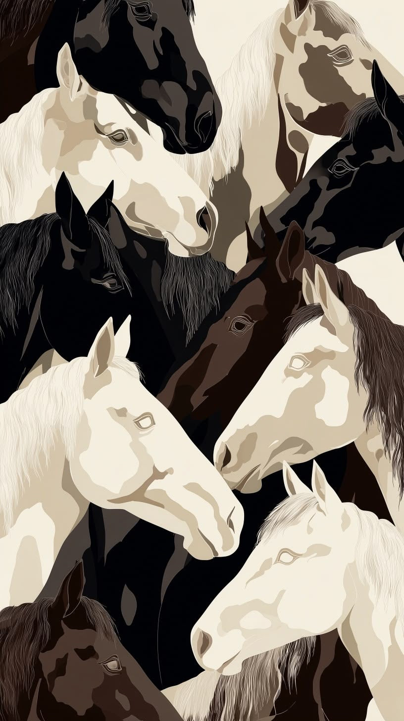 MODERN HORSE COLLAGE CANVAS POSTER