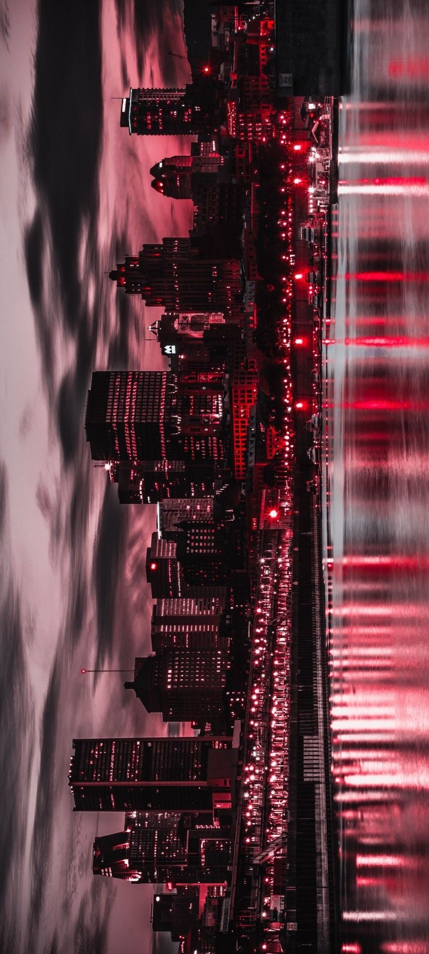 NIGHT LIGHTS IN RED CANVAS POSTER