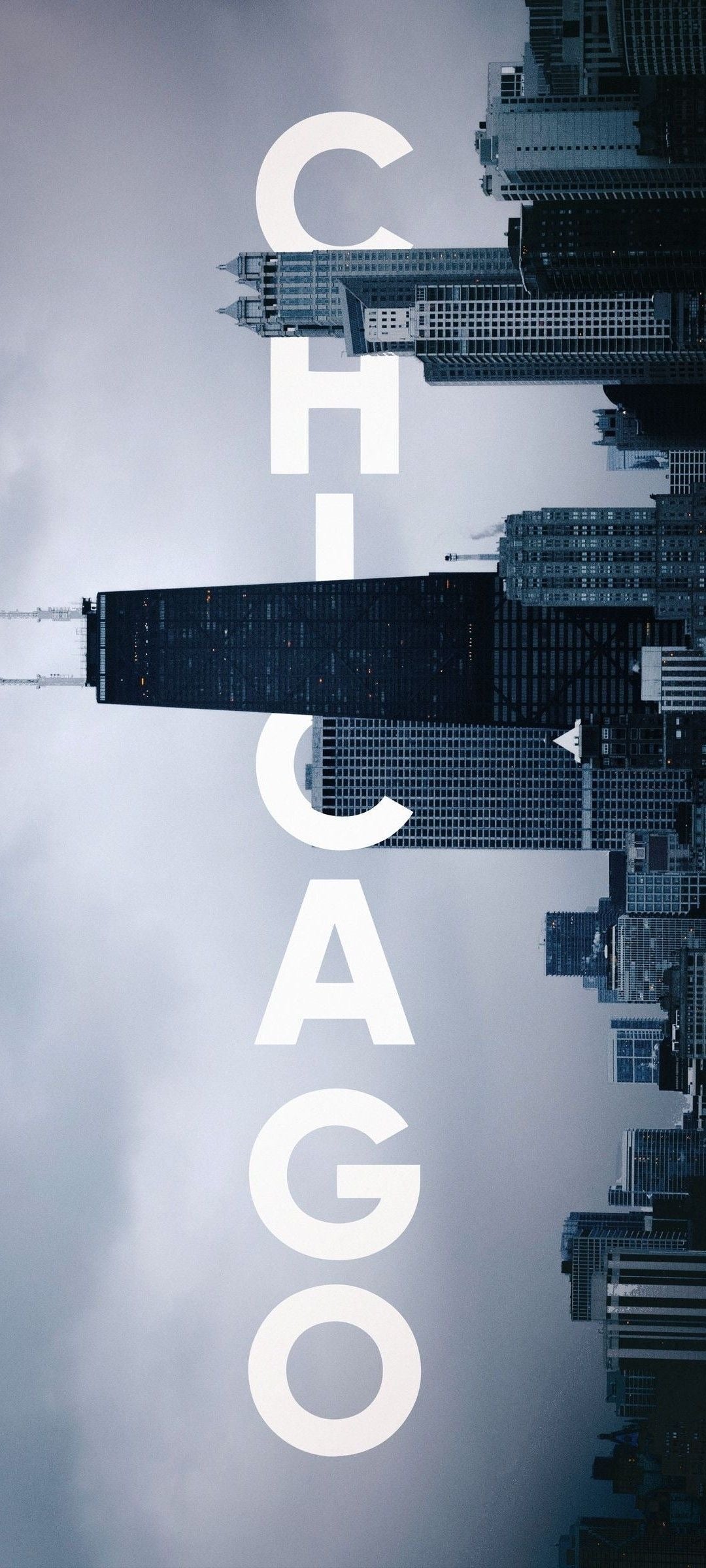 CHICAGO ABOVE GREY CANVAS POSTER